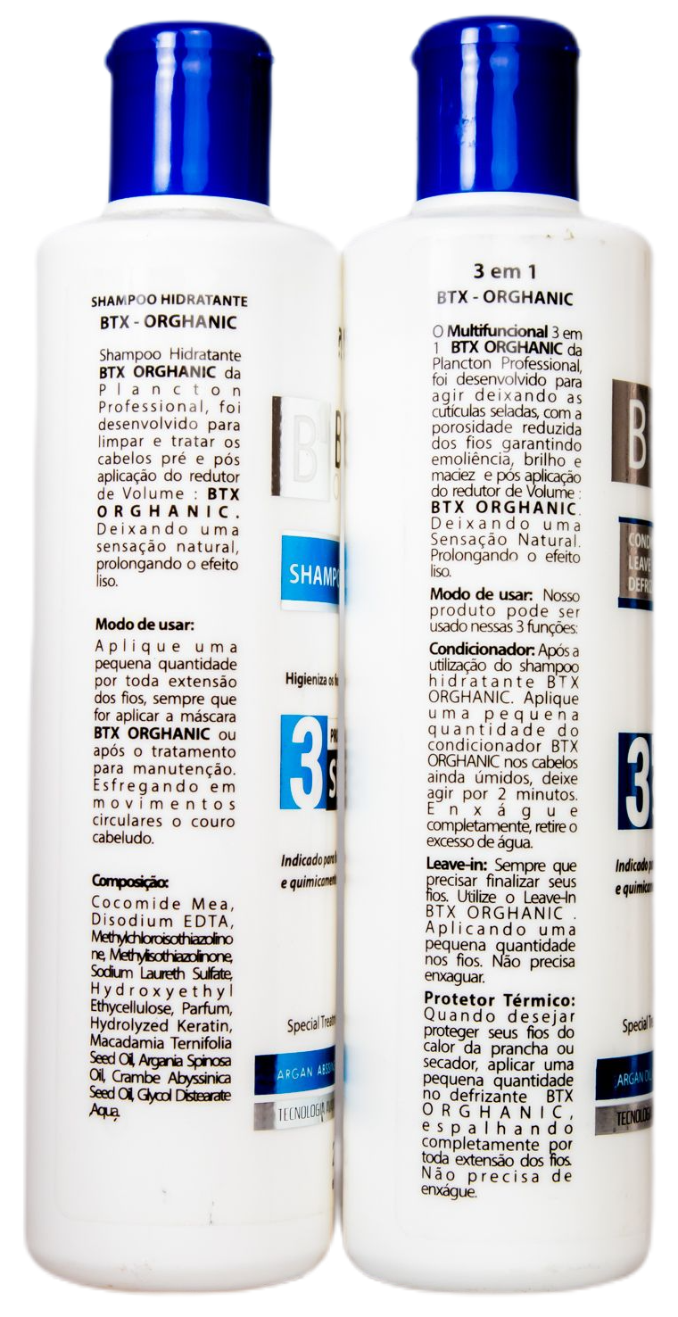 Plancton Professional Brazilian Keratin Treatment Deep Hair Mask Orghanic Volume Reducer Formol Free Smooth 2x250ml - Plancton Professional