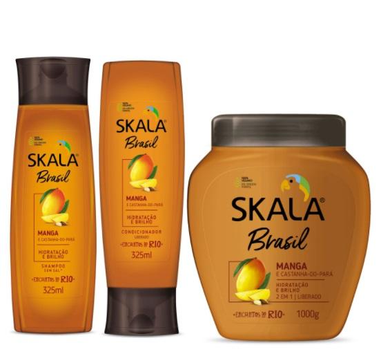 Skala Brazilian Keratin Treatment Brazil River Charms Mango & Chestnut of Pará Hydration Vegan Kit 3 Prod. Skala