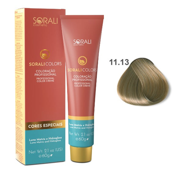 Sorali Coloration capillaire professionnelle Teinture Crème mate intense Effet brillant 11.13 60G