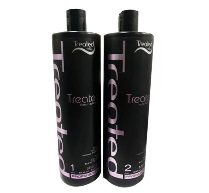 Treated Hair Brazilian Keratin Treatment Straightening Progressive Brazilian Blowout Treatment Kit 2x1L - Treated Hair