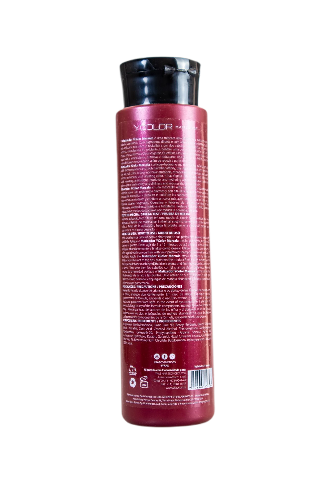 Ykas Brazilian Keratin Treatment Ycolor Tinting Marsala Effect Illuminator Keratin Vegetable Oil 500ml - Ykas
