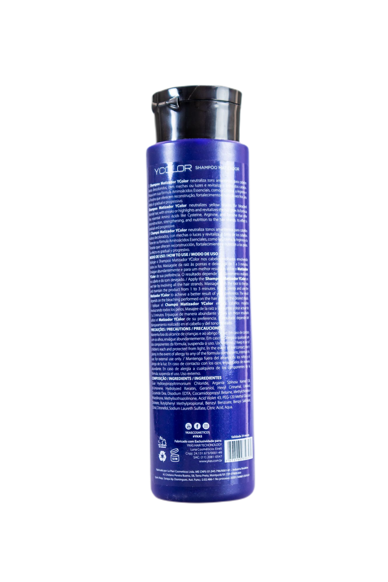 Ykas Home Care Ycolor Tinting Shampoo Keratin Vegetable Oil Anti Yellow Treatment 500ml - Ykas