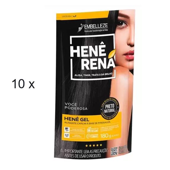 Lot of 10 Semprebella Hene Natural Black Hair Color Smoothing 180g Embelleze