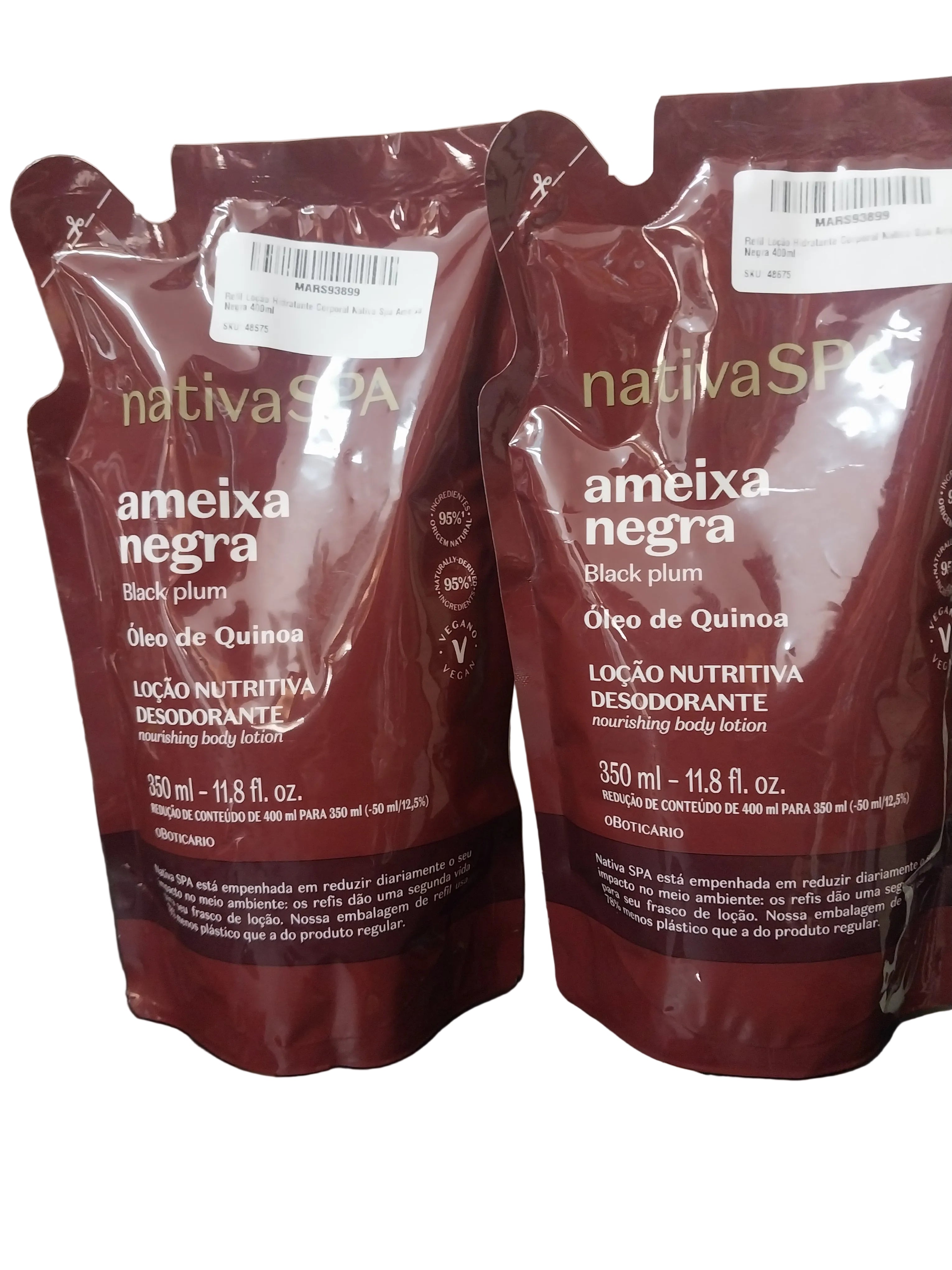 Lot of 2 Nativa Spa Black Plum Body Moisturizer Cream Refill 350ml O Boticário