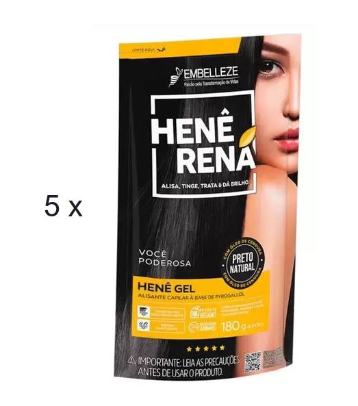 Lot of 5 Semprebella Hene Natural Black Hair Color Smoothing 180g Embelleze