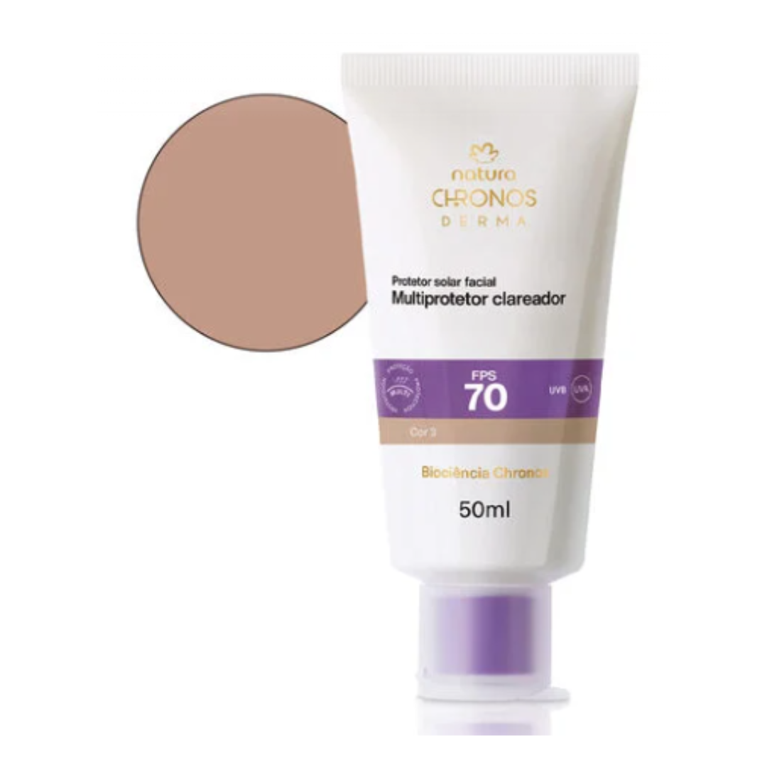 Chronos Derma SPF 70 Dark Spot Correcting Sunscreen Shade 3 50ml Natura
