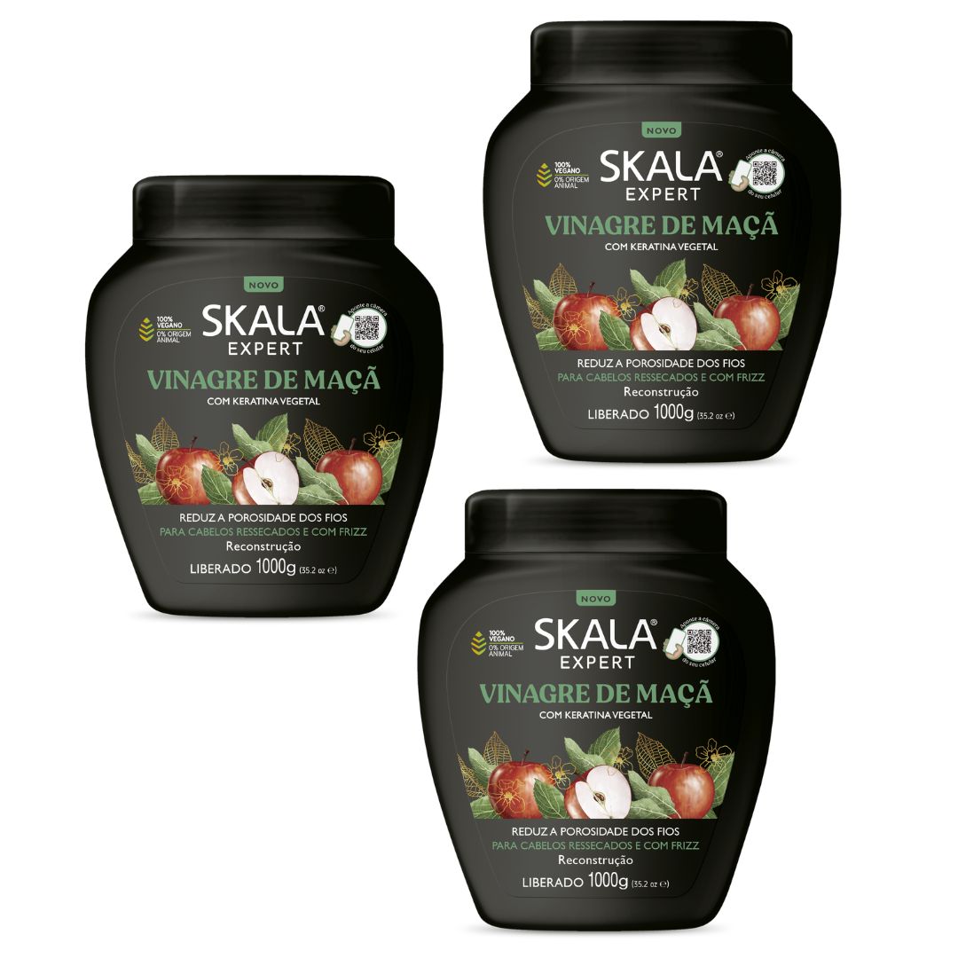 Lot of 3 Skala Apple Vinegar Hair Reconstruction Treatment Cream Mask 1Kg