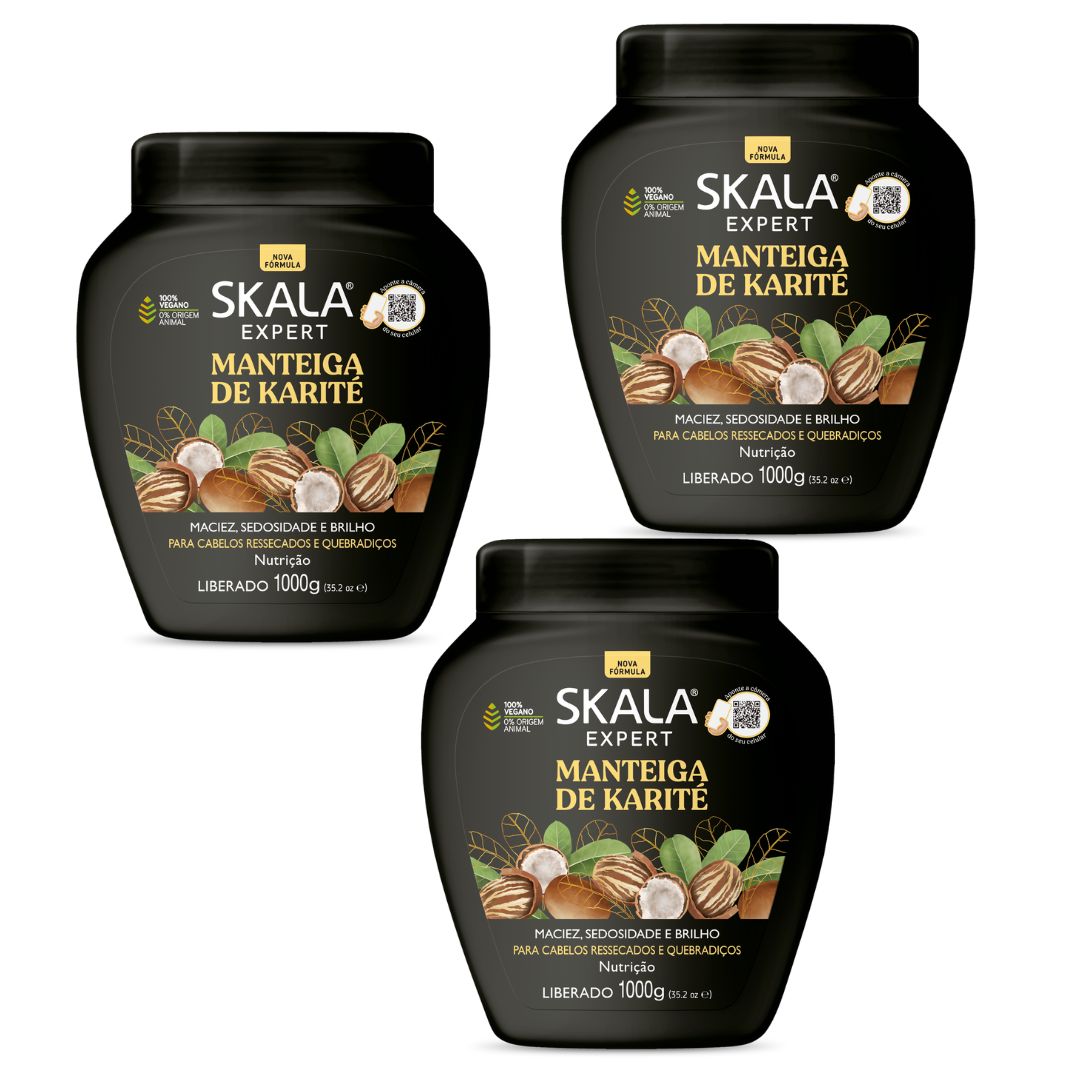 Lot of 3 Skala Shea Butter Karite Hair Nourishing Treatment Cream Mask 1Kg