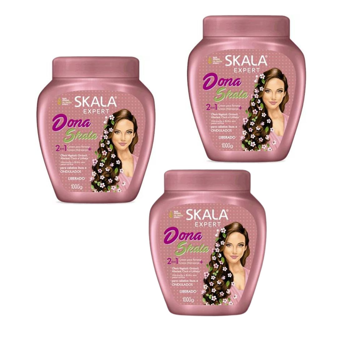 Lot de 3 Dona Skala Crème Coiffante Masque Traitement Capillaire 2 en 1 Vegan 1Kg