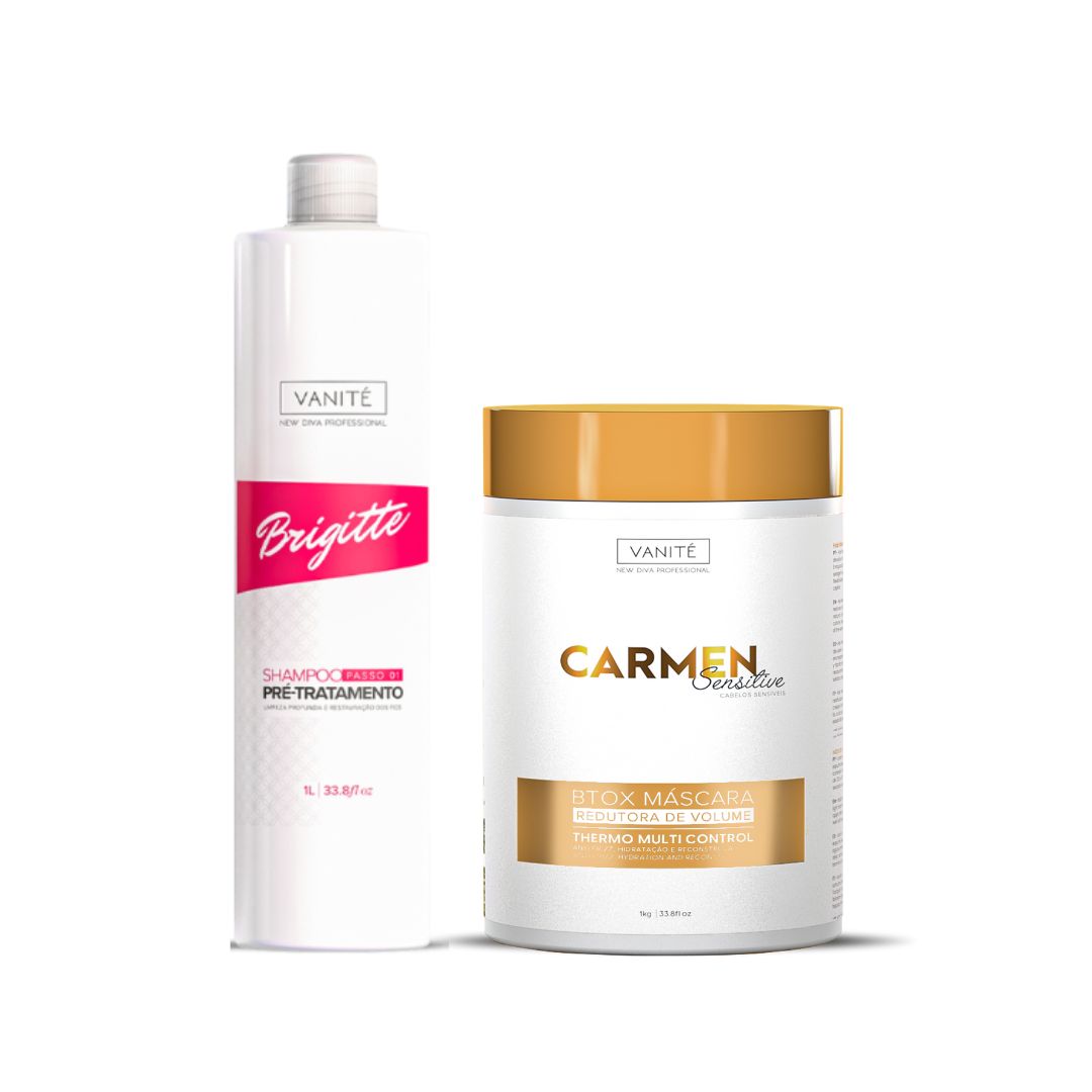 Coffret Shampooing Brigitte Vanité + Masque Réducteur de Volume pour Cheveux Sensibles en Profondeur Carmen