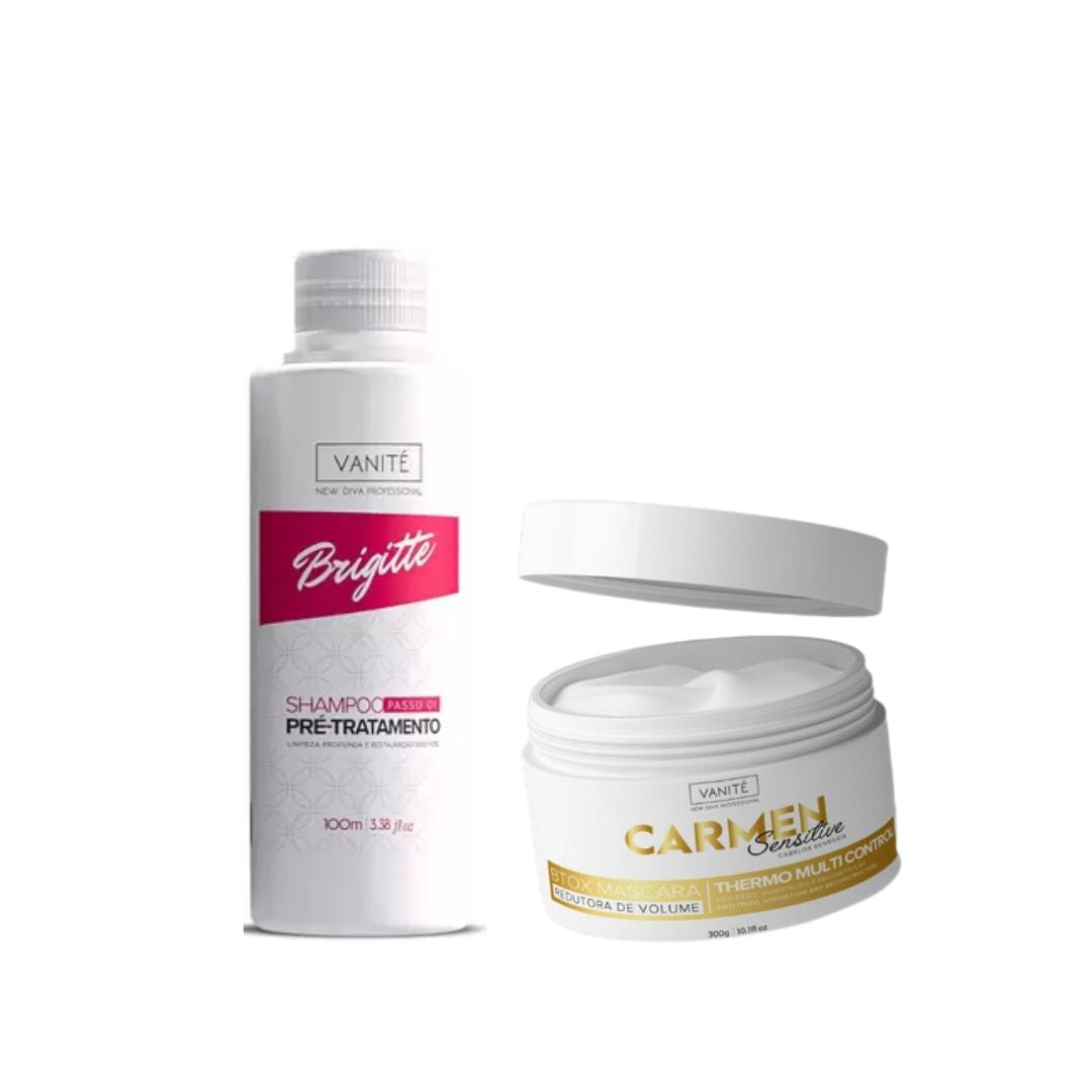 Coffret Shampooing Brigitte Vanité + Masque Réducteur de Volume pour Cheveux Sensibles en Profondeur Carmen