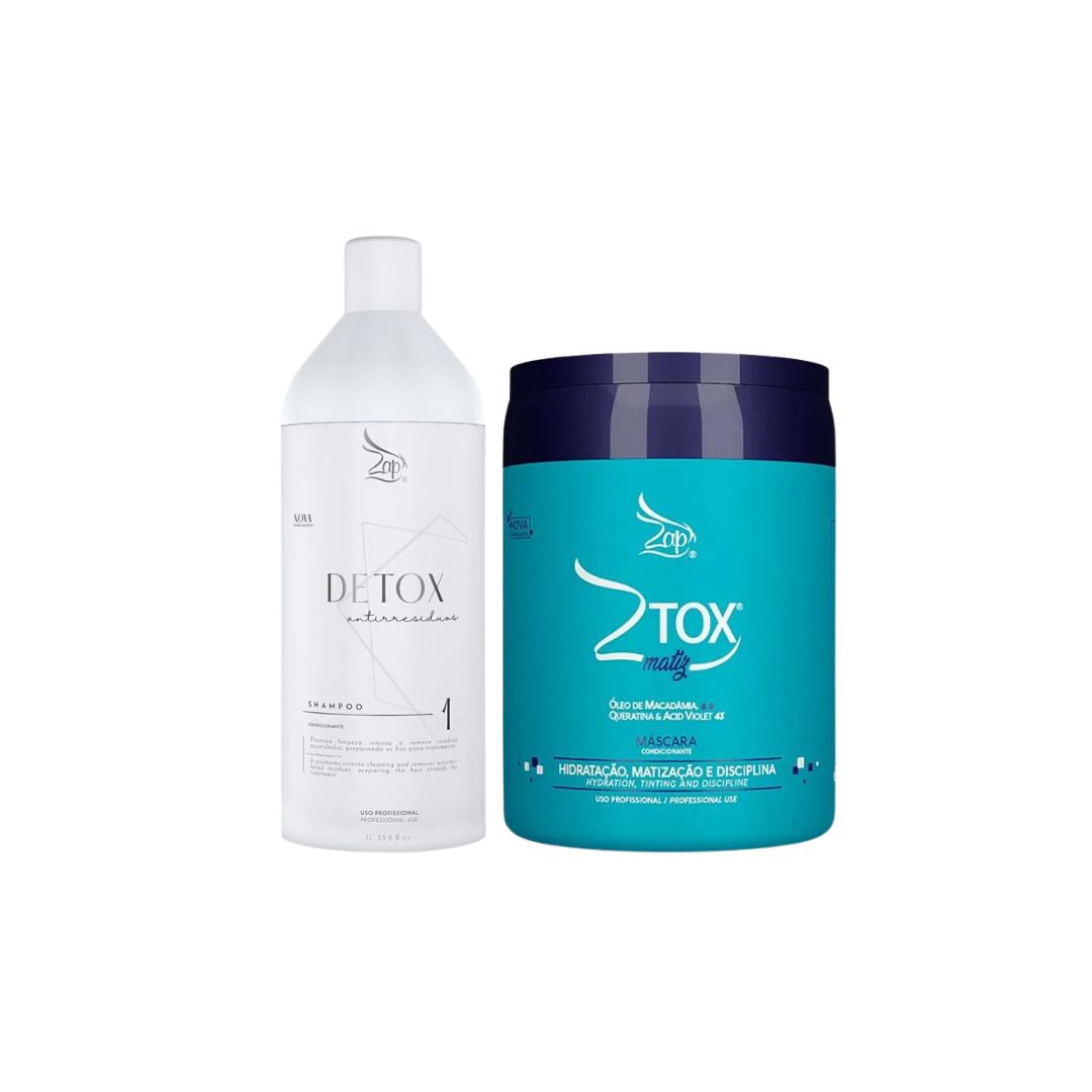 Shampoing détox Zap Cosmetics + kit réducteur de volume de masque capillaire profond Ztox Matiz