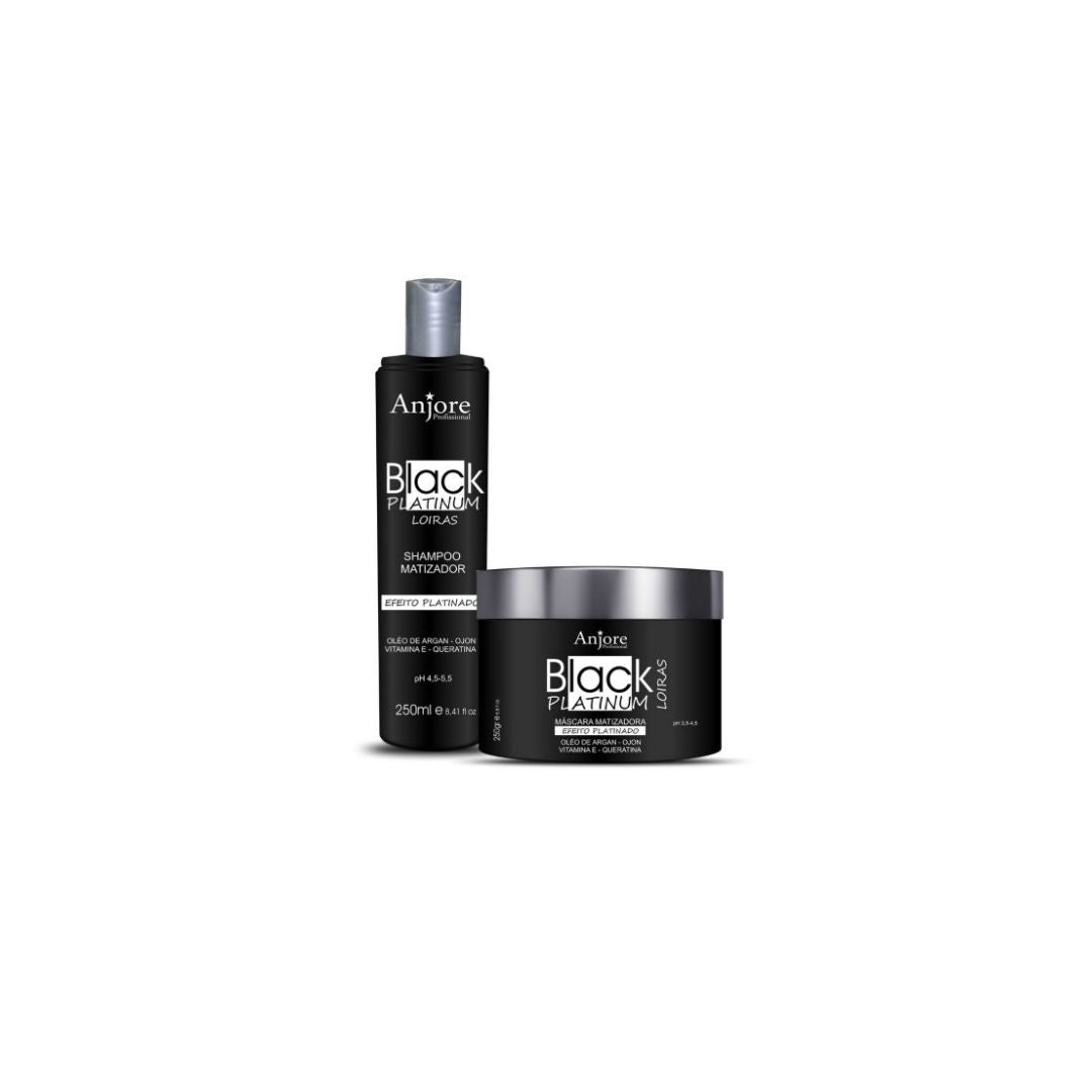 Kit d'entretien de la couleur des cheveux blonds Anjore Black Blatinum Effect