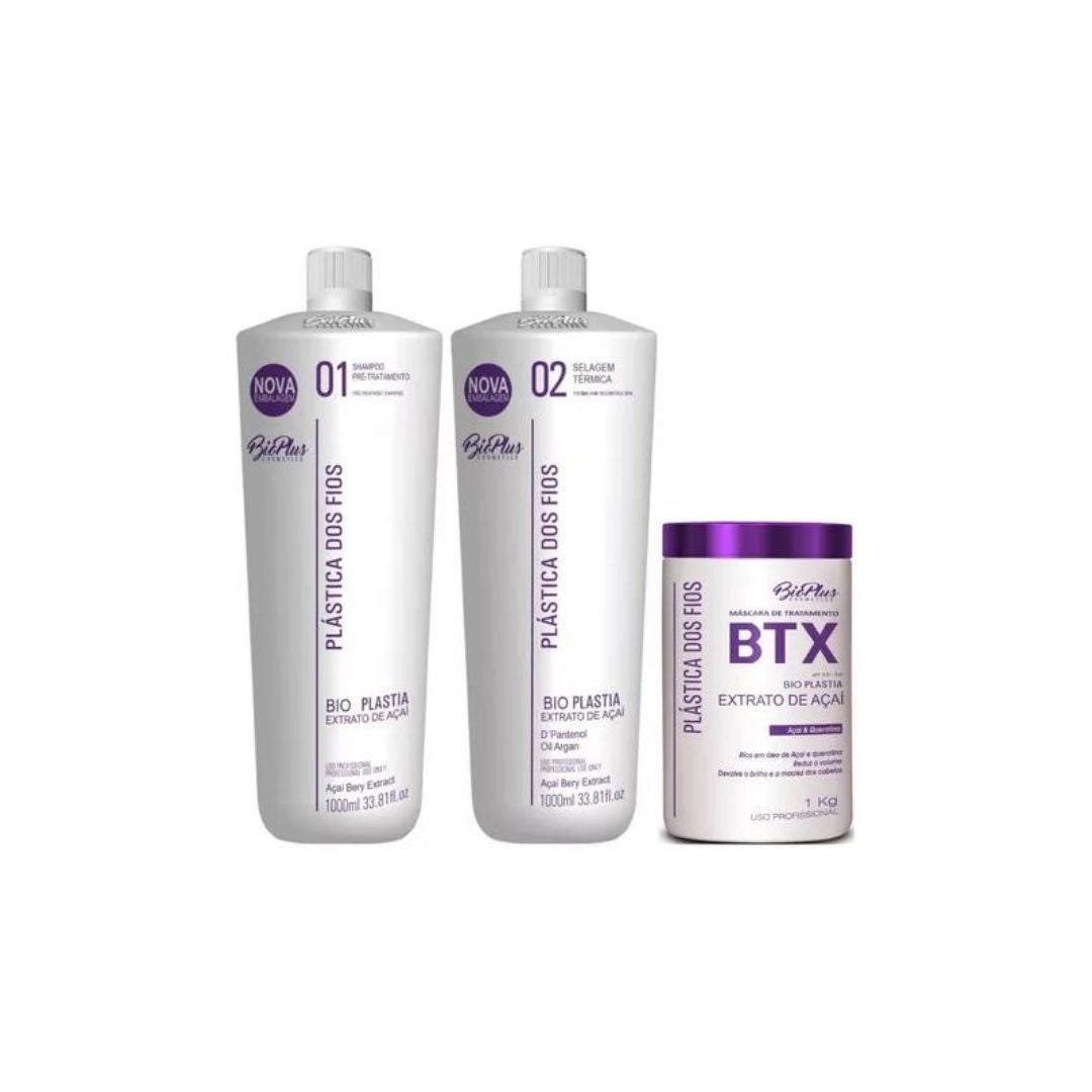 Bio Plus Plastica dos Fios Wires Hair Plastic Acai + Deep Hair Mask Kit 3x1