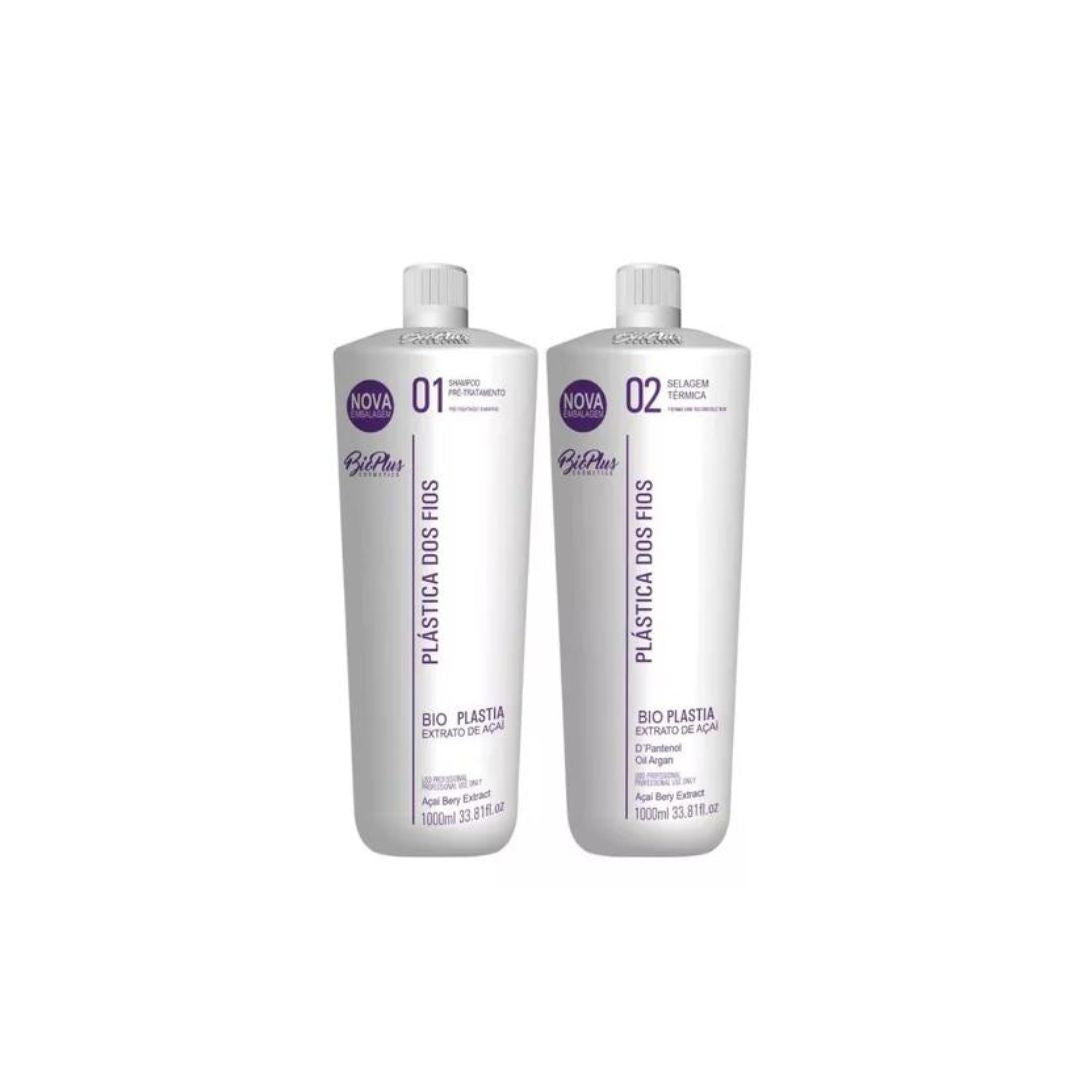 Bio Plus Plastica dos Fios Wires Hair Plastic Acai Treatment Bioplasty Kit 2x1L