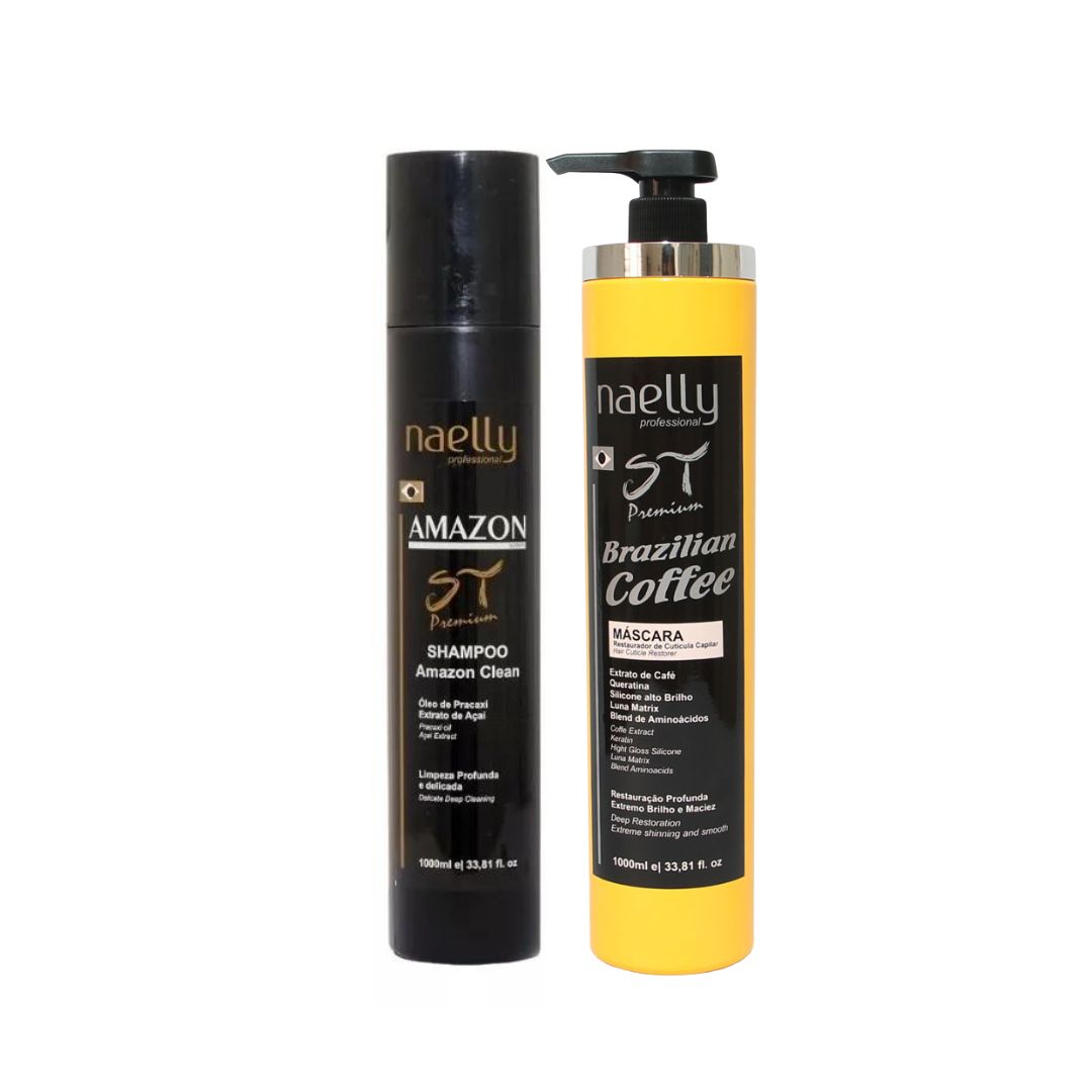 Kit de lissage progressif Naelly ST Premium au café brésilien 2x1L