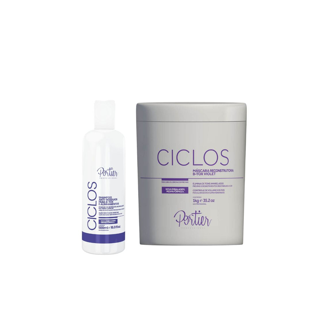 Kit de shampoing anti-résidus et contrôle du volume du masque capillaire profond Violet de Portier Ciclos