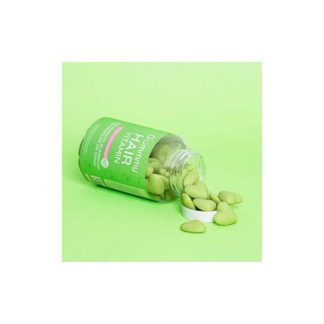 Gummy Hair Nails Supplement Vitamins Green Apple Flavor 60 Gummys