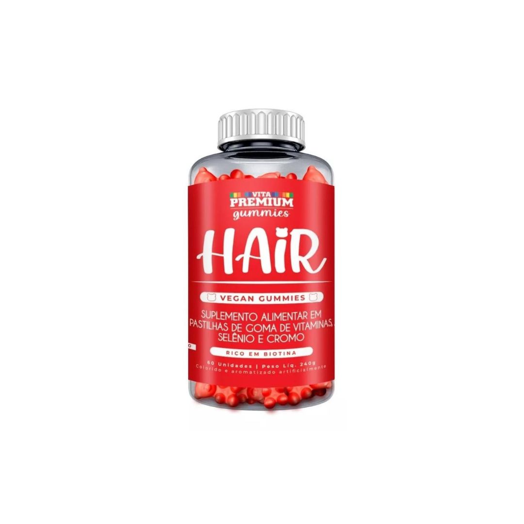 Vita Premium Vegan Hair Supplement Vitamins Strawberry Flavour 60 Gummies