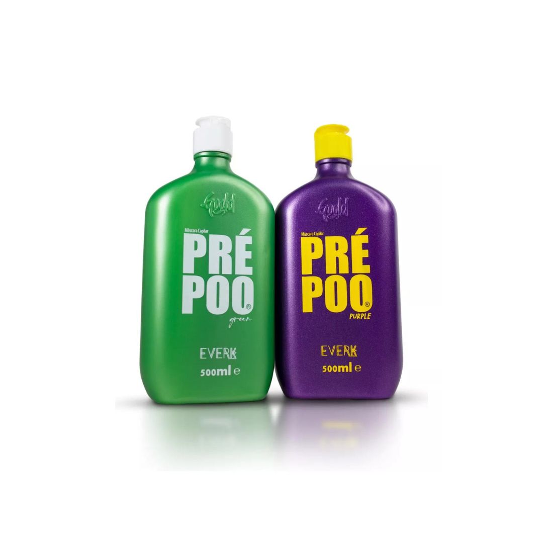 Kit de traitement protecteur pour cheveux abîmés Everk Pre Poo Purple + Green 2x500ml