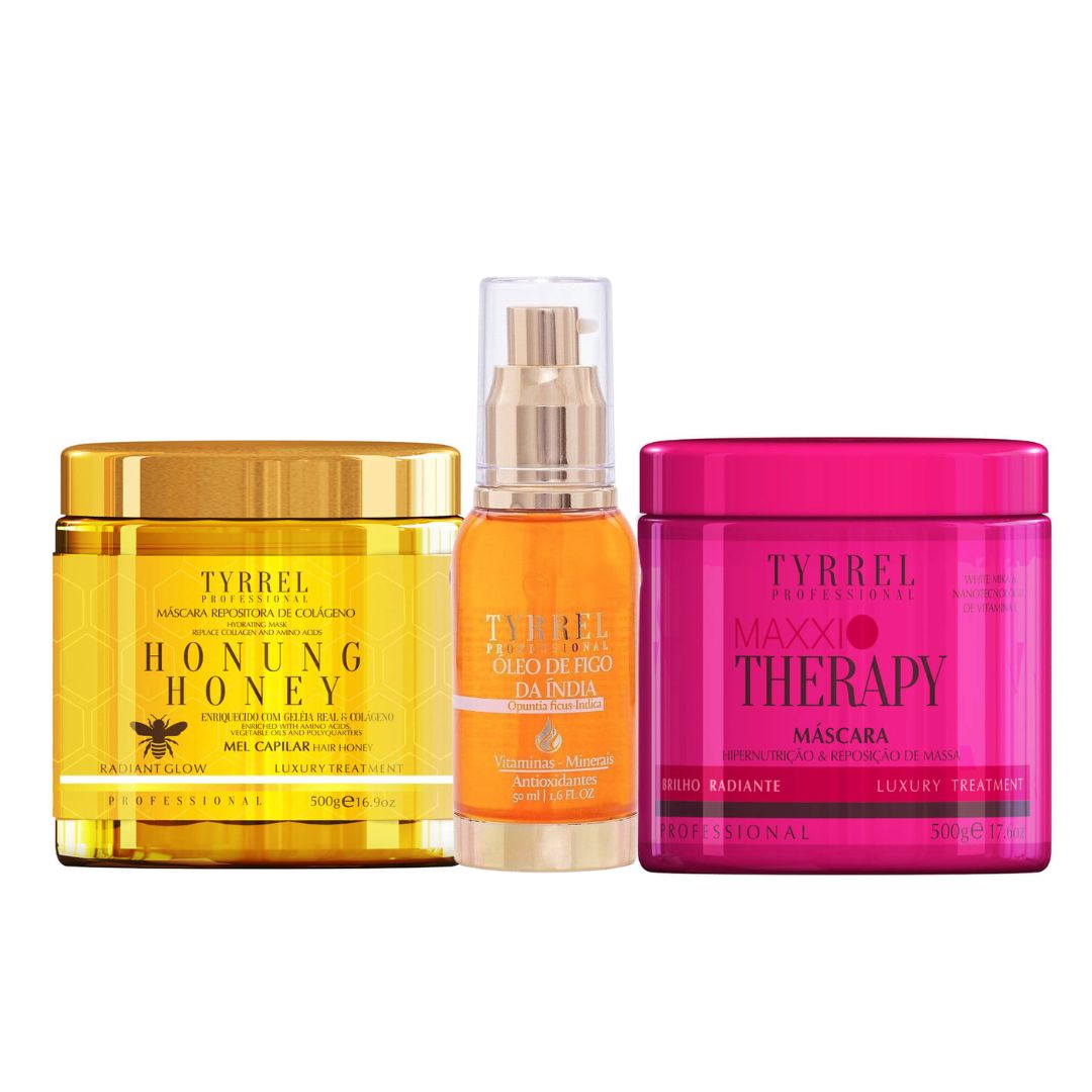 Kit de traitement capillaire Tyrrel Maxxi Therapy + miel de honung + huile de figue indienne