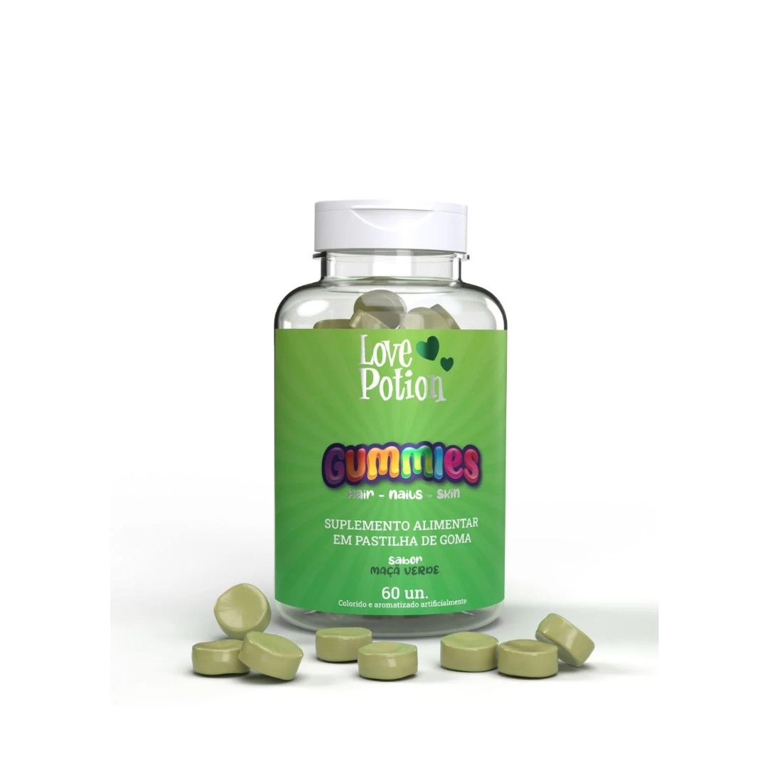 Gummies Cheveux Ongles Peau Complément alimentaire Vitamines Pomme verte Love Potion