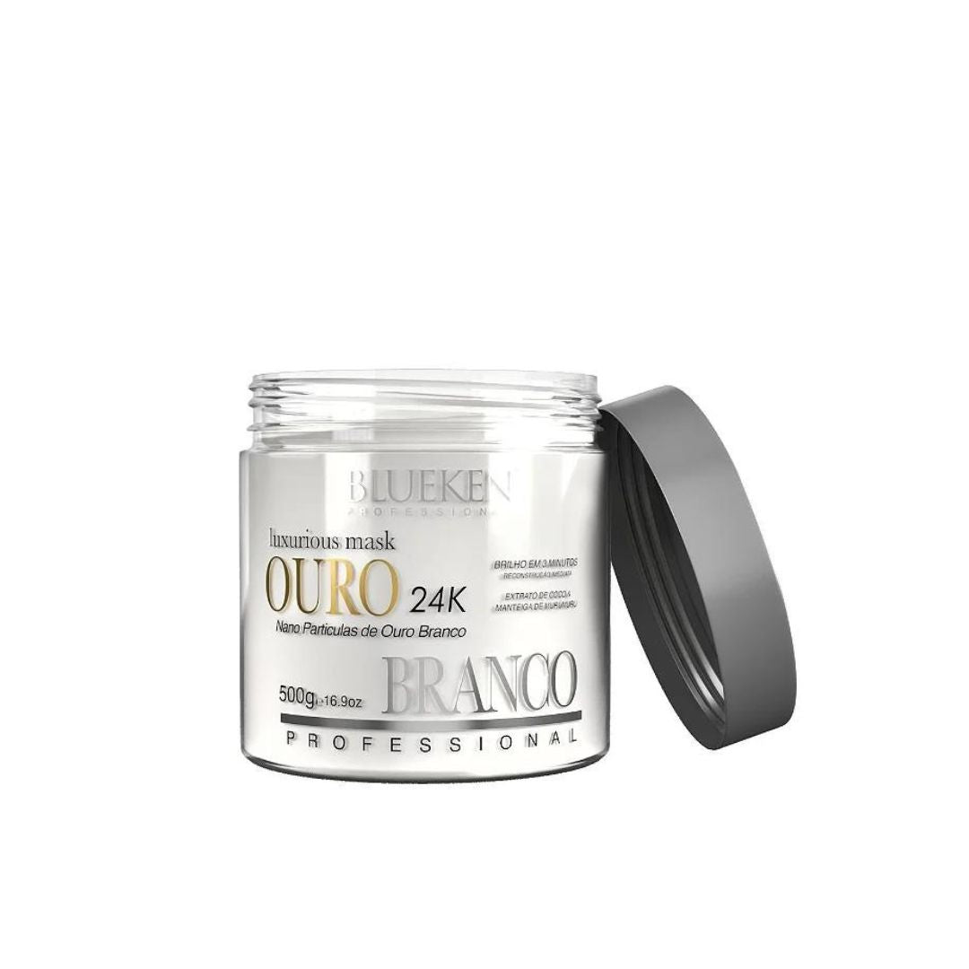 Ouro Branco Masque Reconstruction Capillaire Brillance Renforcement Nourrissant 500g Blueken