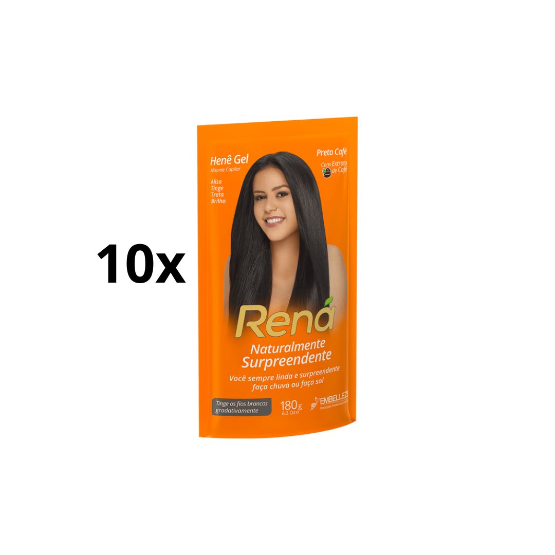 Lot de 10 Hene Black Coffee Coloration Cheveux Lissante Défrisante 180g Embelleze