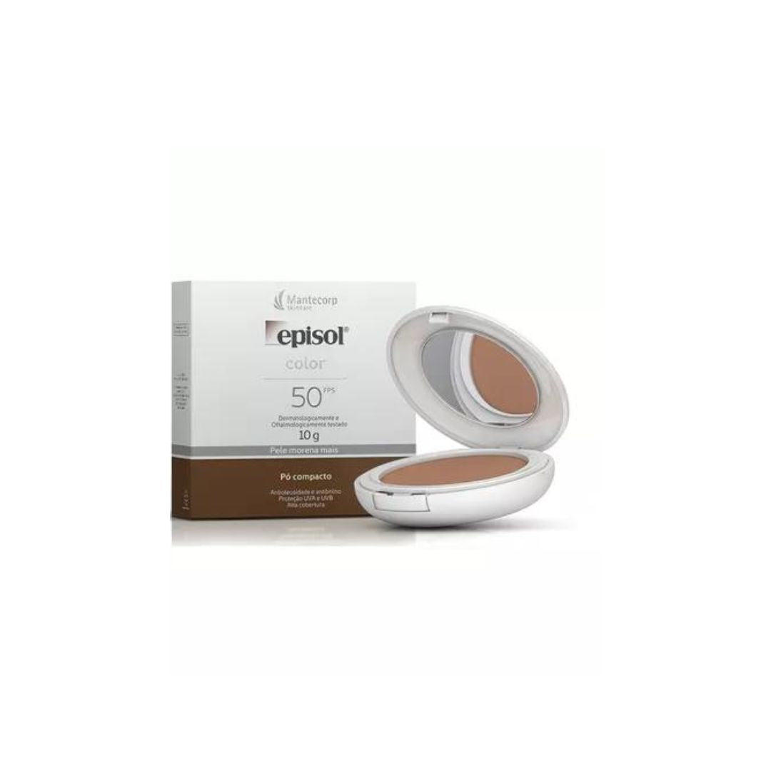 Poudre compacte Episol Color Brown Skin Crème solaire 50 FPS Maquillage Mantecorp