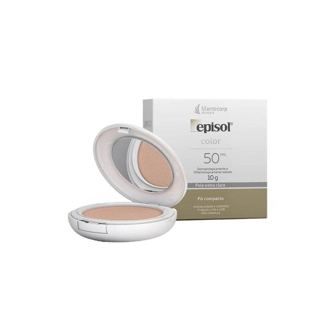 Poudre compacte Episol Crème solaire Peau claire 50 FPS Maquillage 10g Mantecorp