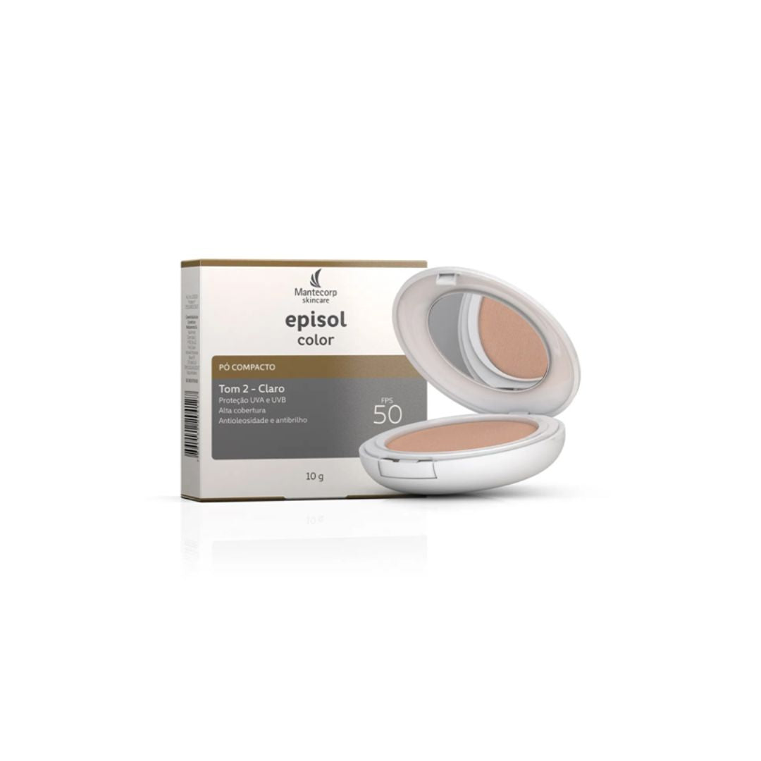 Episol Compact Powder Clear Skin Sunscreen 50 FPS Makeup 10g Mantecorp