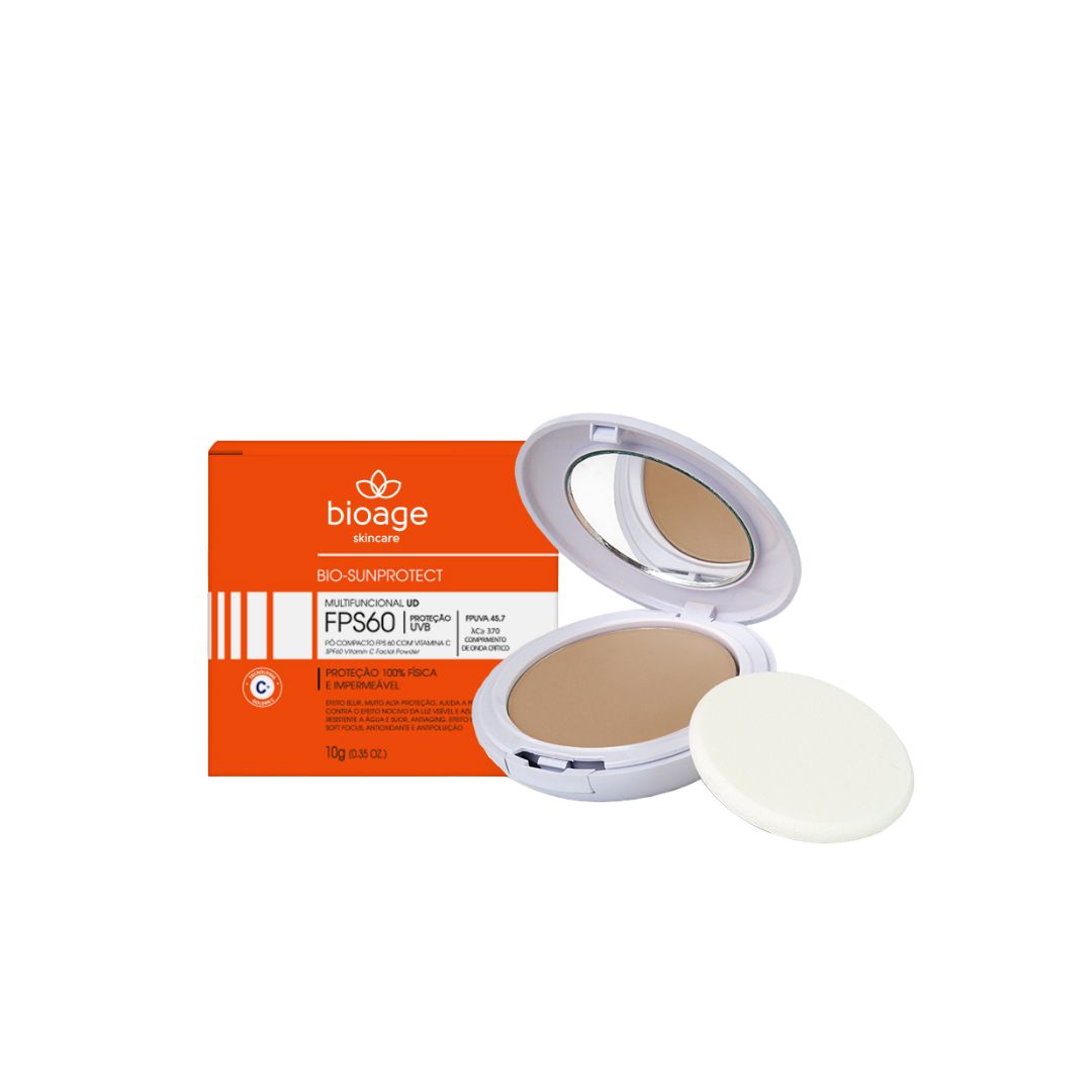 Poudre compacte solaire Bio Sunprotect 60 FPS Couleur de peau Nude 10g Bioage