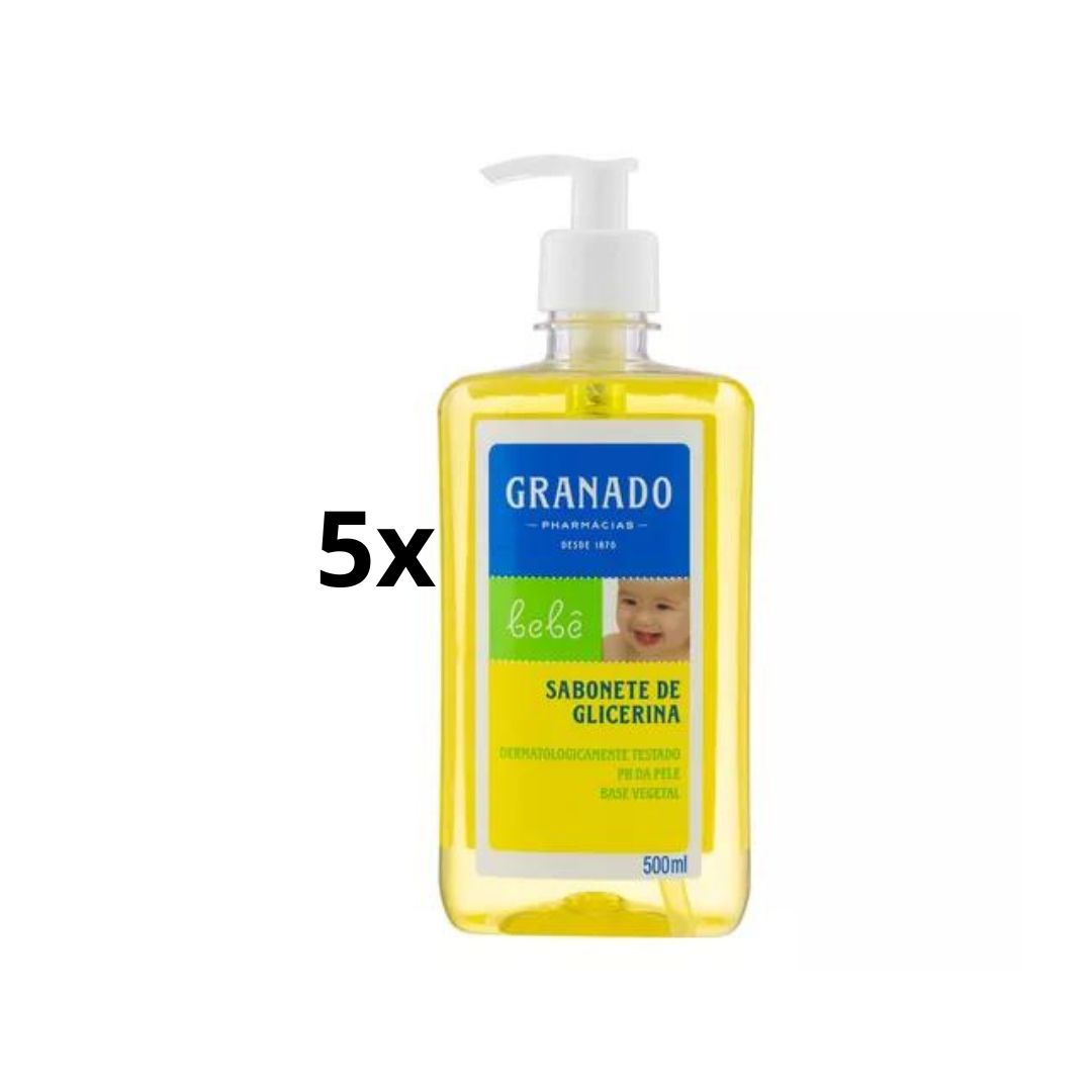 Lot de 5 savons de bain pour le corps à la glycérine liquide Granado pour bébé 500 ml