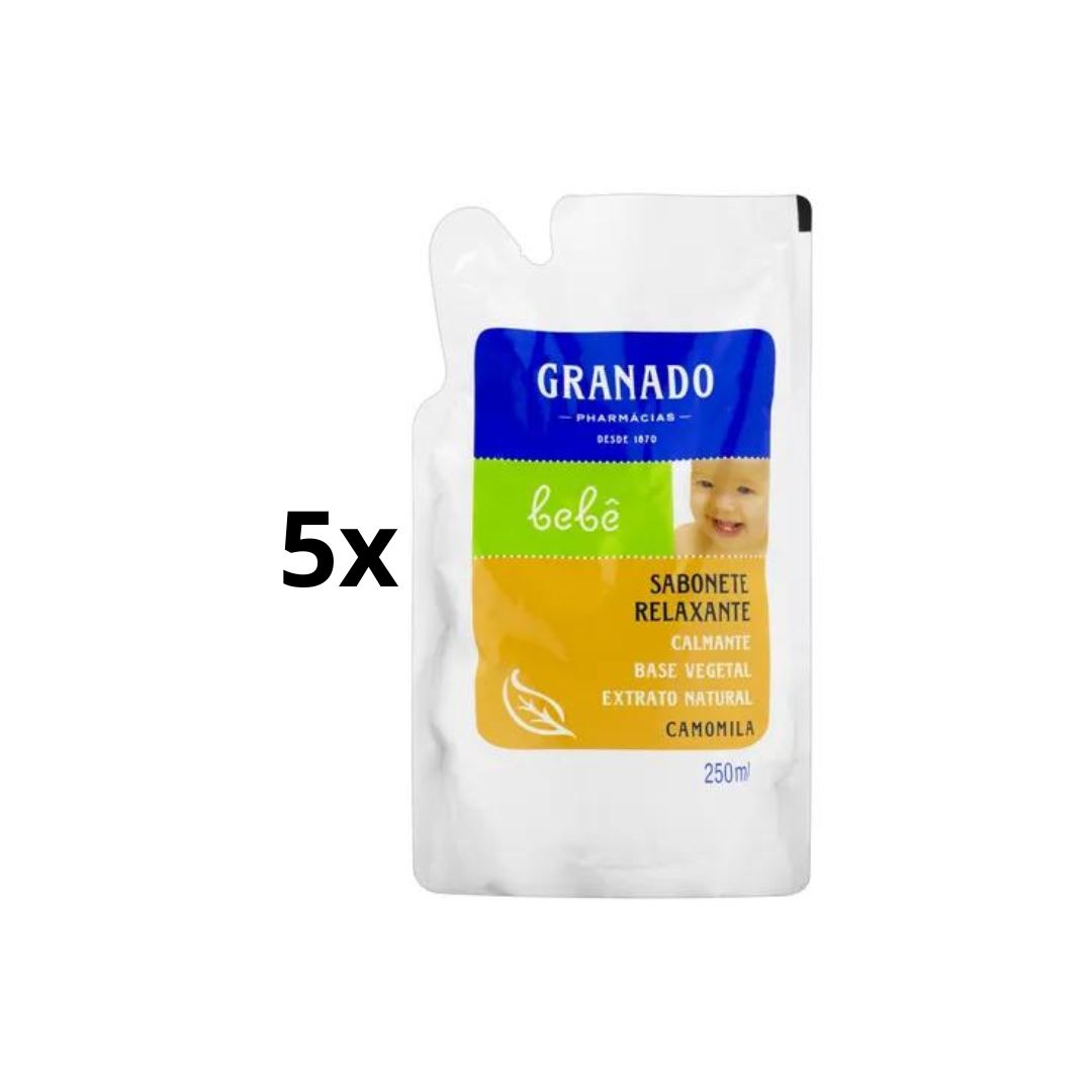 Savon liquide pour le corps pour bébé relaxant à la camomille Lof of 5 Granado 250 ml