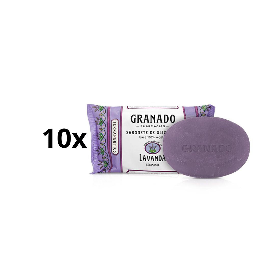 Lot de 10 savons en barre à la glycérine et à la lavande Granado pour le corps et le bain, soins de la peau, 90 g