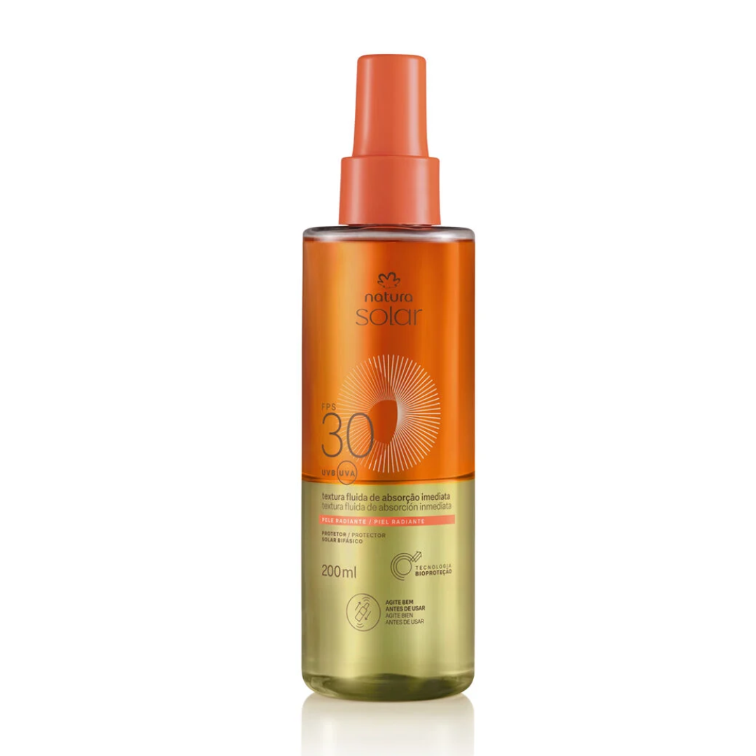 Solar SPF 30 Bi-Phase Body Sunscreen Spray Skin Care 200ml Natura