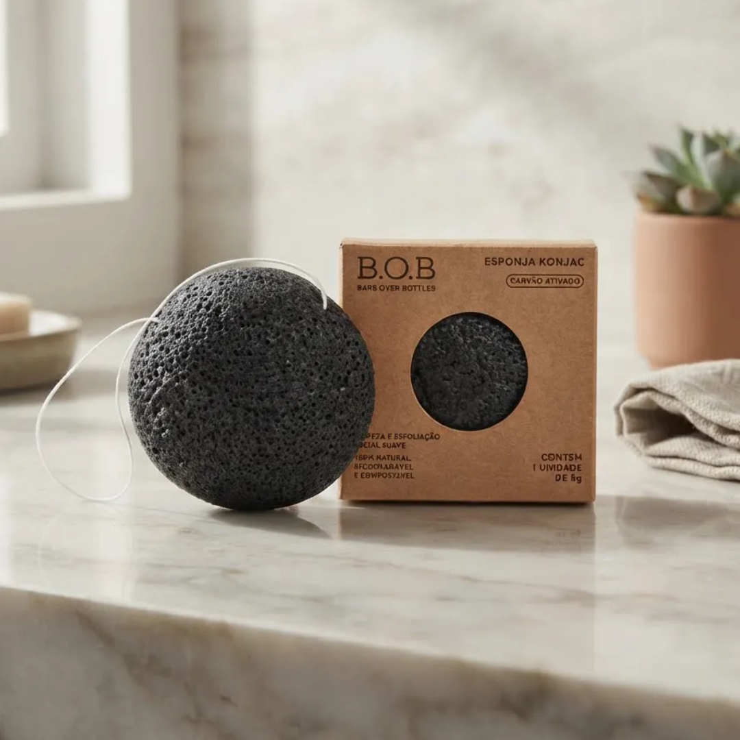 Bars Over Bottles Konjac Facial Cleansing Sponge Activated Charcoal B.O.B
