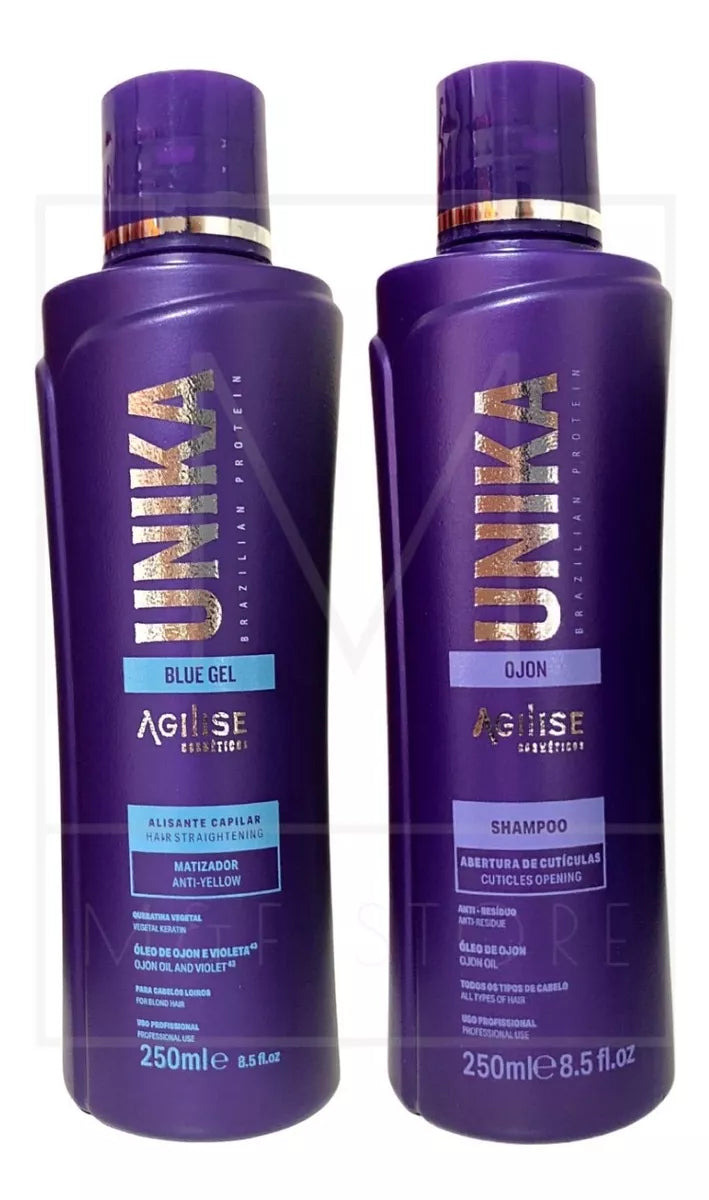 Agilise Professional Unika Ojon Shampooing Gel Bleu Cheveux Blonds Brosse Progressive 2x250ml