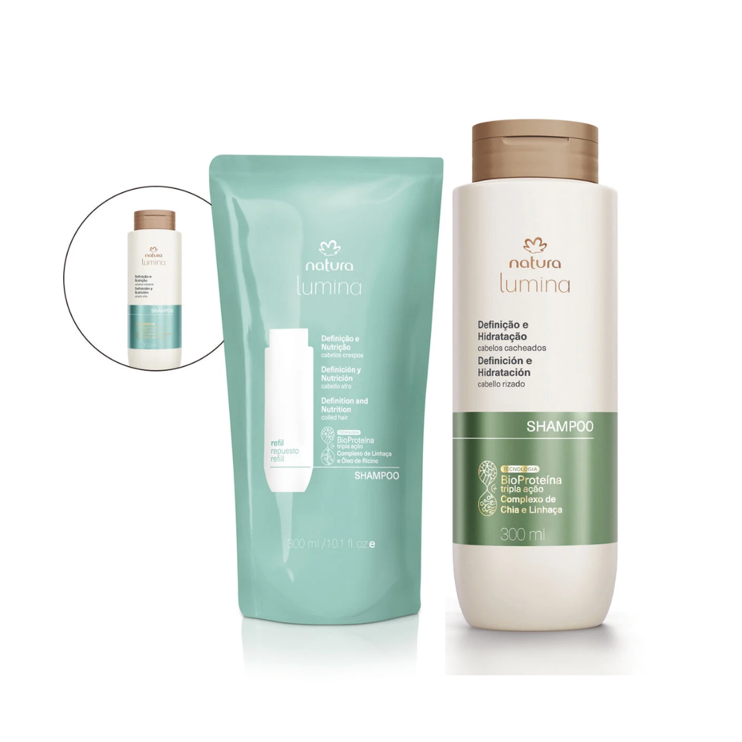 Natura LUMINA Kit Cabelos Cacheados Com / Kit Shampoo Curly Hair With Refill