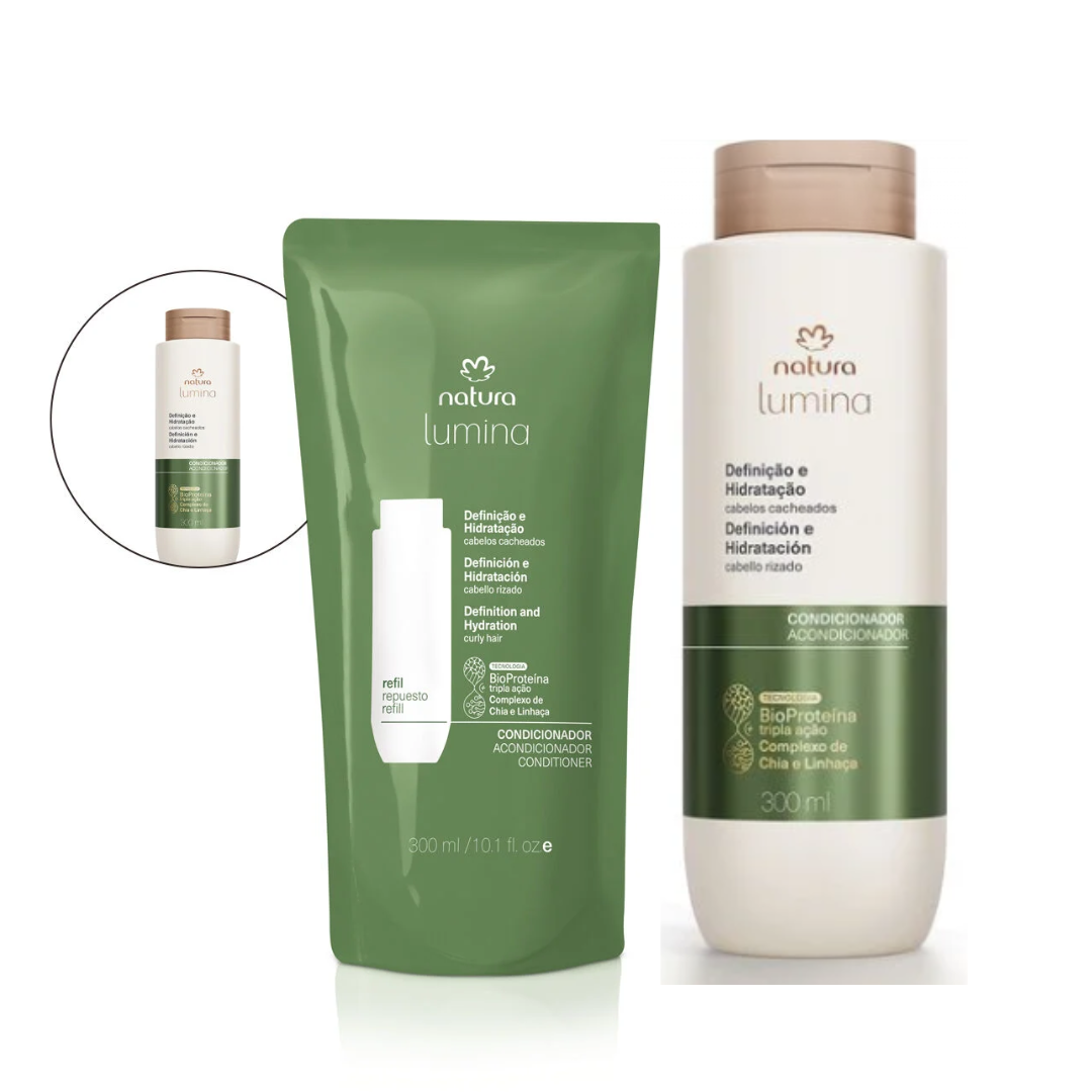 Natura LUMINA Kit Cabelos Cacheados Com / Curly Hair Conditioner Kit With Refill