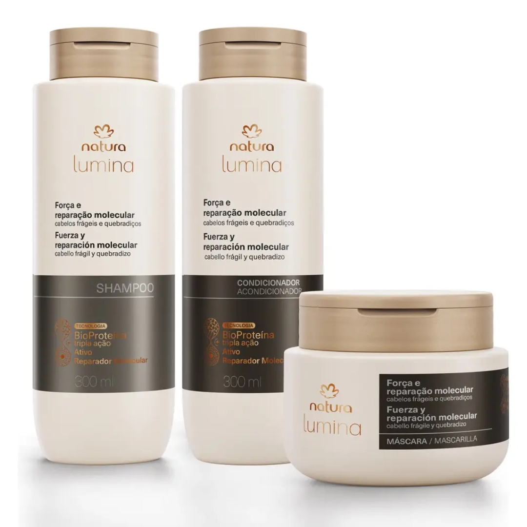 Lumina Força Molecular Strength Molecular Repair Hair Care Set Kit Natura