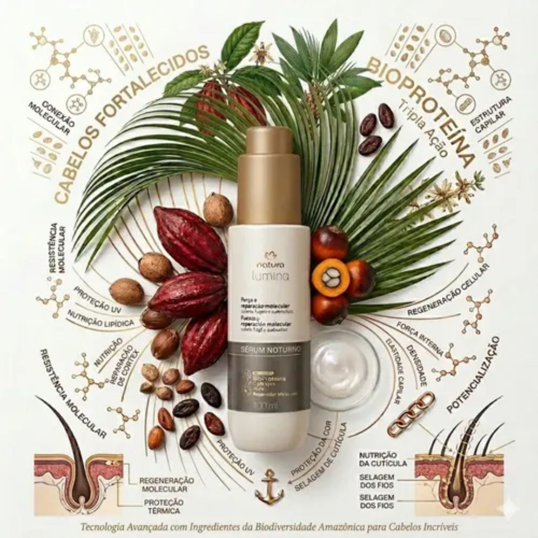 Lumina Força Molecular Strength Molecular Repair Overnight Hair Serum 100ml Natura