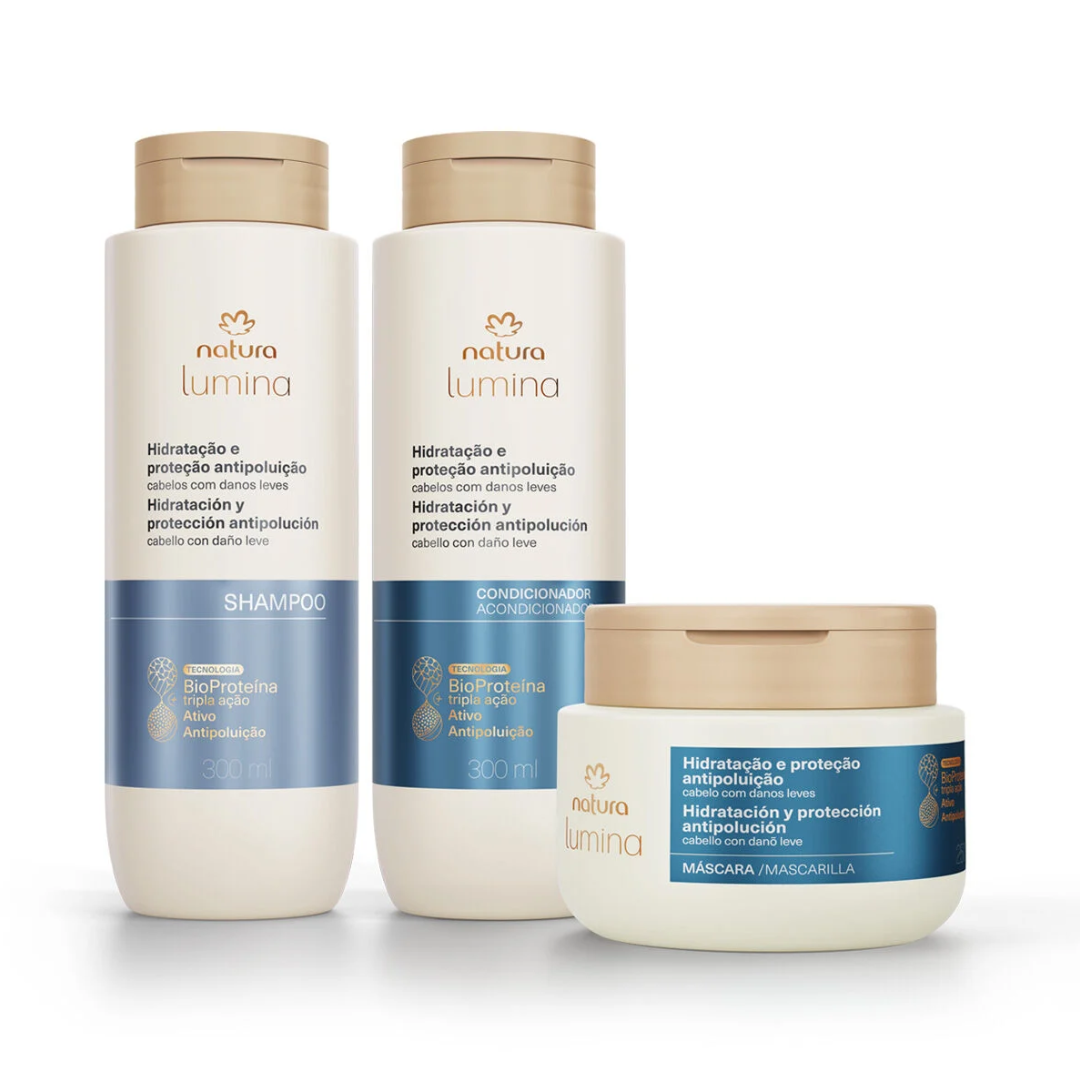 Lumina Hidratação Antipoluição Anti-Pollution Hair Care Set Kit Natura