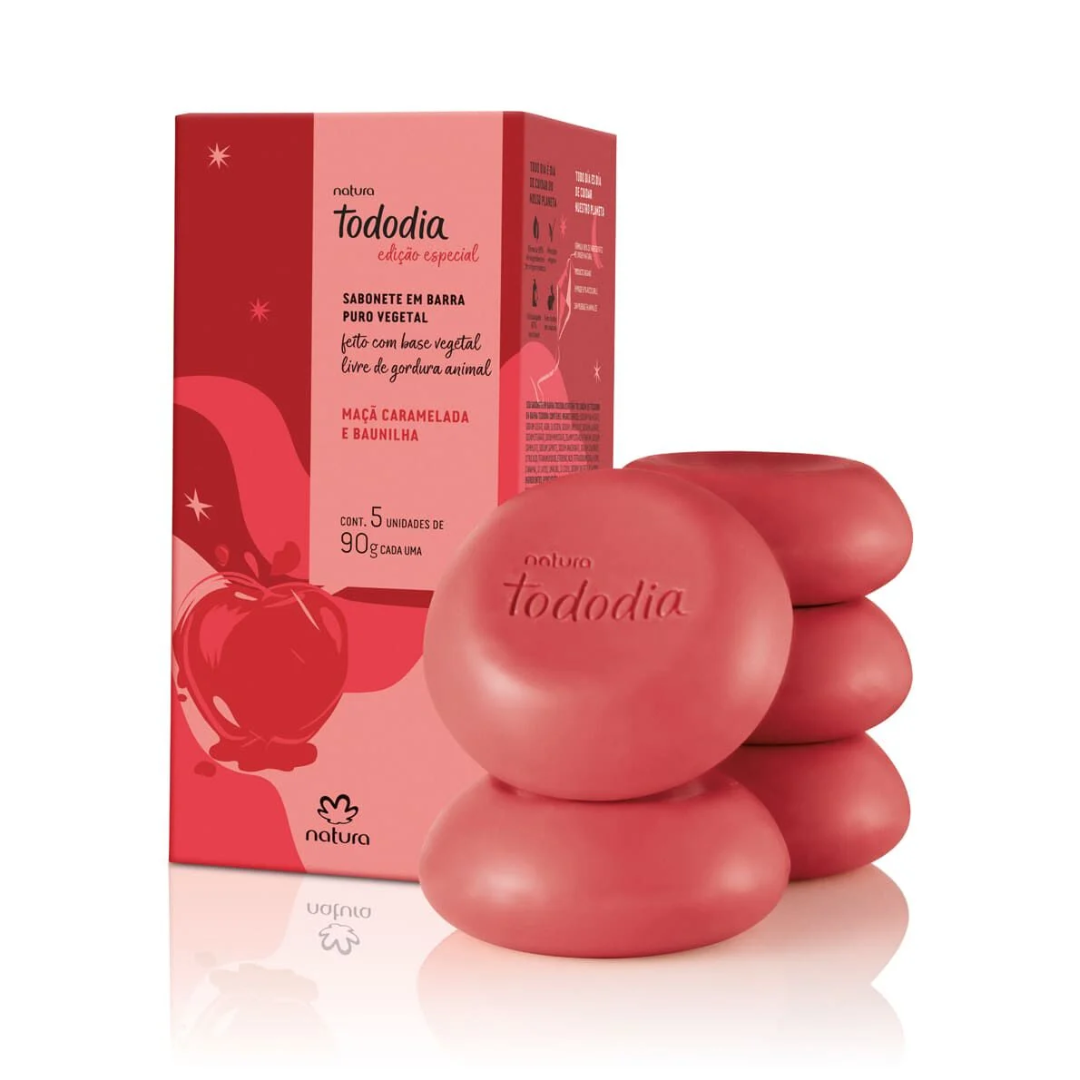 Tododia Caramelized Apple & Vanilla Pure Vegetable Soap Bars 5x90g Natura