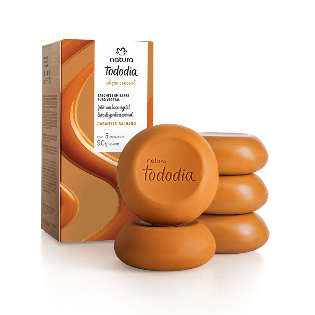 Tododia Salted Caramel Soap Bars Vegan Daily Skin Care 5x90g Natura