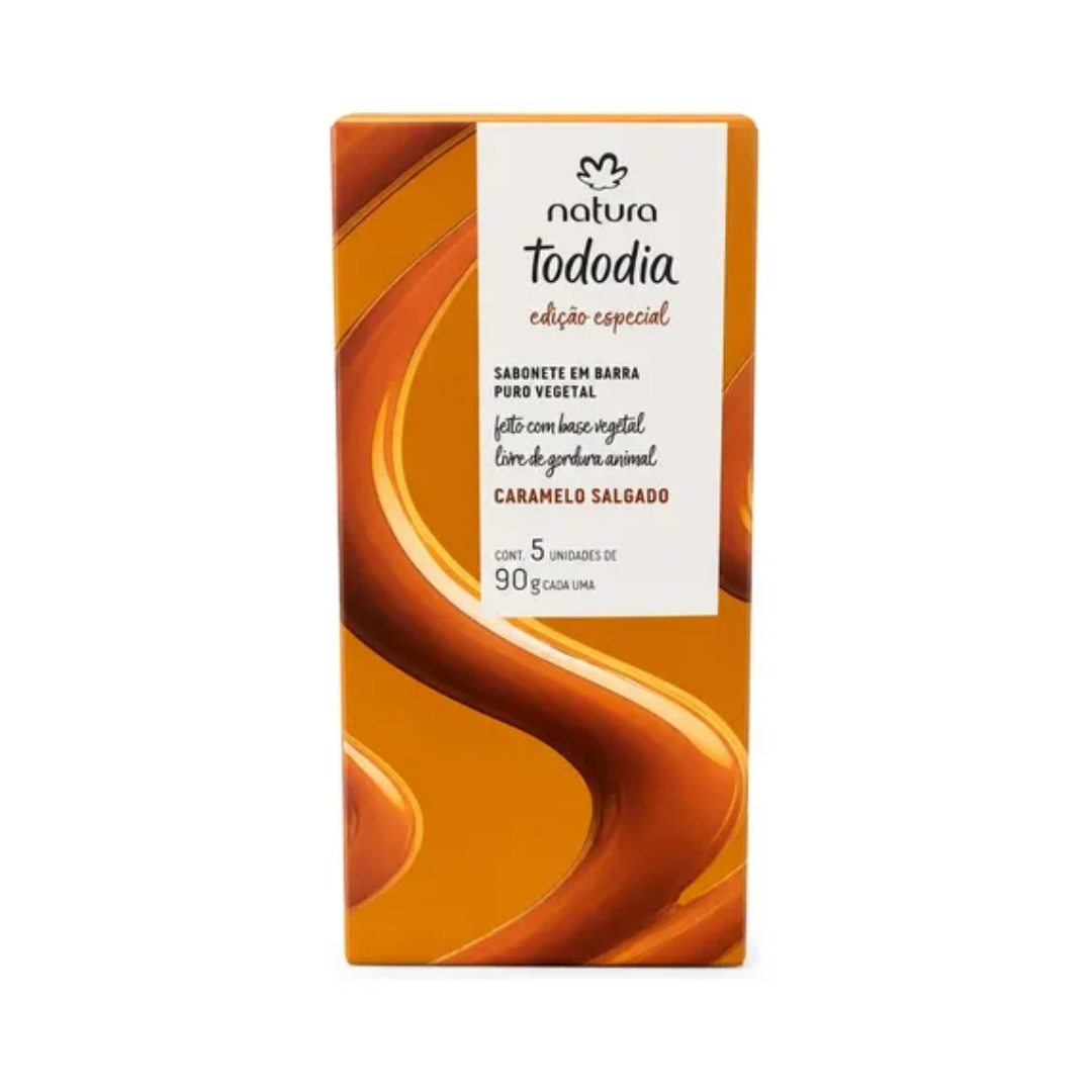 Tododia Salted Caramel Soap Bars Vegan Daily Skin Care 5x90g Natura