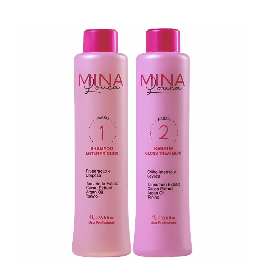 Mina Louca Progressive Brush Hair Straightener Kit 2x 1L Nuance