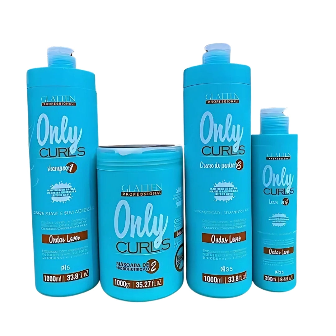 Only Curls Curly Frizzy Hair Shine Hydration Definition Treatment Kit Glatten