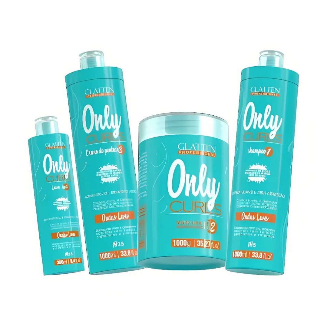 Only Curls Curly Frizzy Hair Shine Hydration Definition Treatment Kit Glatten