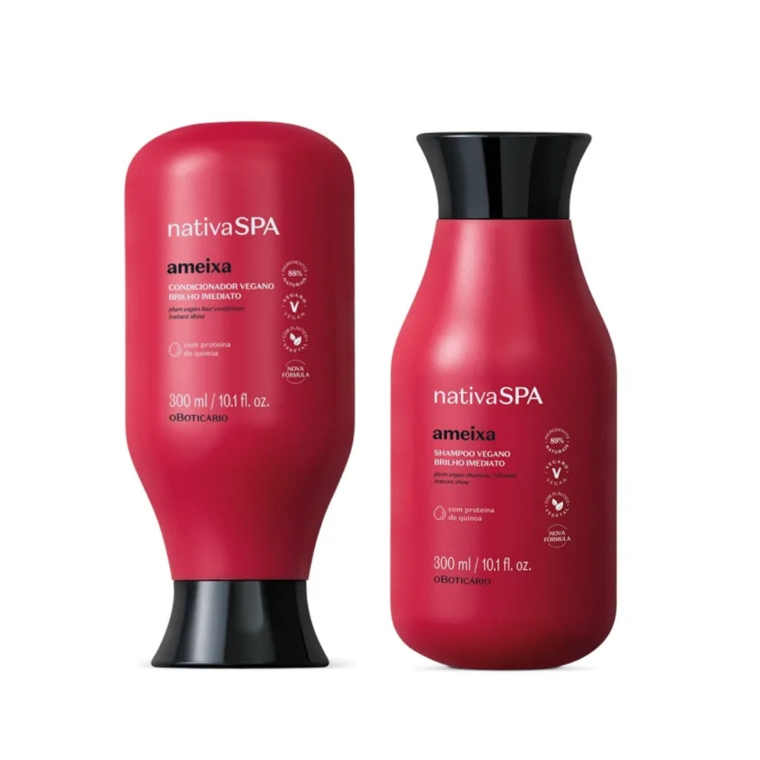 Ameixa Plum Shampoo Conditioner Hair Home Care Kit 2x 300ml o Boticário